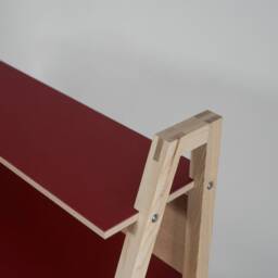 Mid Century Modern Desk, Office Linoleum Surface Desk, Linoleum Writing Desk With Drawer & Shelf - thumbnail 3