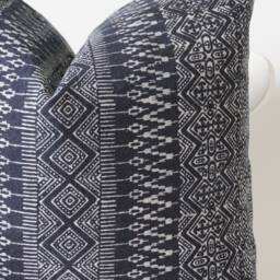Indigo Neutral Tribal Hemp Hand Woven Natural Dye Color Lumbar Pillow Cover - thumbnail 2
