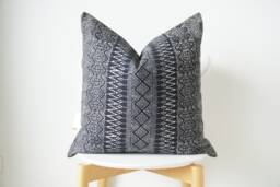 Indigo Neutral Tribal Hemp Hand Woven Natural Dye Color Lumbar Pillow Cover - thumbnail 1