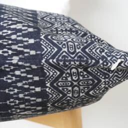 Indigo Neutral Tribal Hemp Hand Woven Natural Dye Color Lumbar Pillow Cover - thumbnail 4