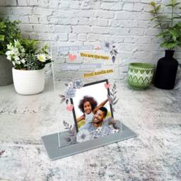 Birthday Dad Gift Pastel Blue Floral Photo Frame Personalised Acrylic Plaque - Gift, Custom - thumbnail 3