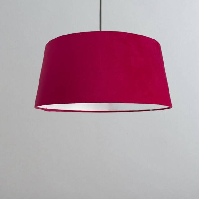 New Luxury Handmade Hot Pink Tapered Shape Velvet Lamp Shade & Pendant Light - image 1