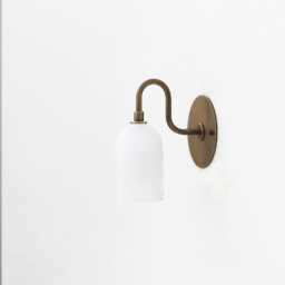 Brass Wall Sconce Light - Light- With Alabaster Shade, Ul Listed. No.0467 - thumbnail 3