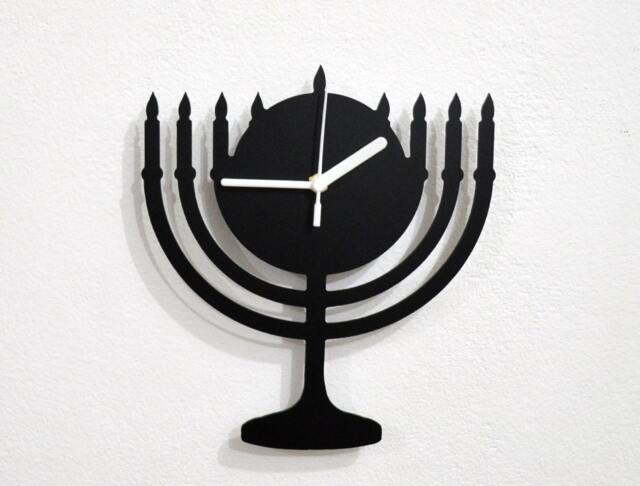 Hanukkah Menorah Judaism Silhouette - Wall Clock - image 1