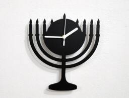 Hanukkah Menorah Judaism Silhouette - Wall Clock - thumbnail 1
