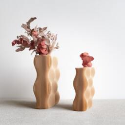 Uniq Tide Vase, Beige, Blue Color, Perfect For Dried Flowers Or Fresh - Tall Vase Original Gift Idea Mother's Day - thumbnail 3