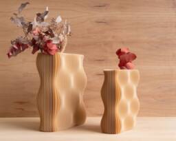 Uniq Tide Vase, Beige, Blue Color, Perfect For Dried Flowers Or Fresh - Tall Vase Original Gift Idea Mother's Day - thumbnail 1