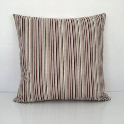 Handmade Nautical Stripe Cushion Cover Red, White & Blue Linen Look - 16 - thumbnail 2