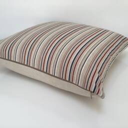 Handmade Nautical Stripe Cushion Cover Red, White & Blue Linen Look - 16 - thumbnail 3