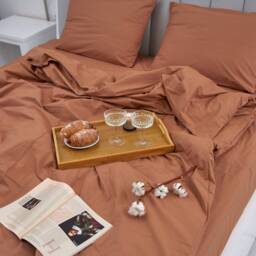 Milk Chocolate Cotton Flat Sheet 300Tc - Soft Bedding - thumbnail 3