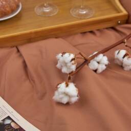 Milk Chocolate Cotton Flat Sheet 300Tc - Soft Bedding - thumbnail 4