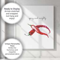 Minimalist Watercolour Red Chilli Kitchen Quote Canvas Wall Art Print Decor Picture Ready To Hang - thumbnail 3