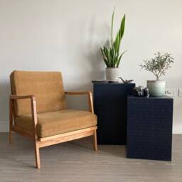 Handmade Nesting Side Table Set - Gold Art Deco Coffee Wooden Tv Stand _ Piaf - thumbnail 2