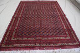 4'10x6'3 Ft Antique Red Handmade Rug, Oriental Turkmen Bukhara Afghan Wool Vintage Rug Bedroom Kitchen Carpet - thumbnail 1
