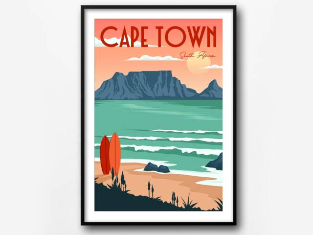 Cape Town Vintage Travel Poster South Africa Retro Print - image 1