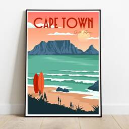 Cape Town Vintage Travel Poster South Africa Retro Print - thumbnail 2