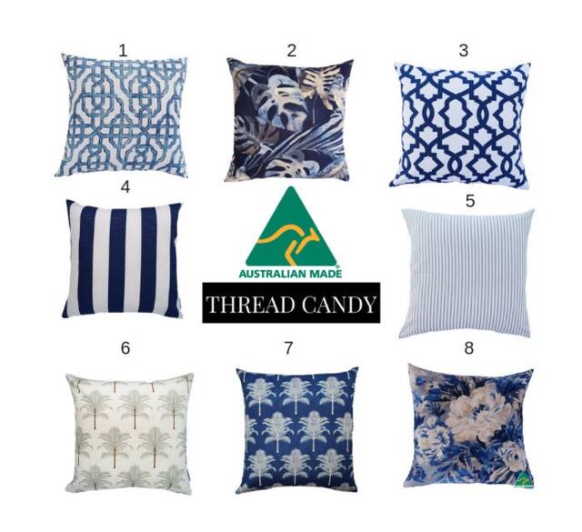 Hamptons Style Cushion Cover, Cover Only, Hampton's Pillows, Blue & White Cushions, Scatter Cushion, Floral French Cushions - image 1