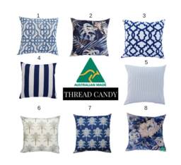 Hamptons Style Cushion Cover, Cover Only, Hampton's Pillows, Blue & White Cushions, Scatter Cushion, Floral French Cushions - thumbnail 1