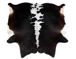 Black & White Cowhide Rug Large Hair-On Leather Accent - 62 X59 Inches - thumbnail 1