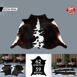 Black & White Cowhide Rug Large Hair-On Leather Accent - 62 X59 Inches - thumbnail 2