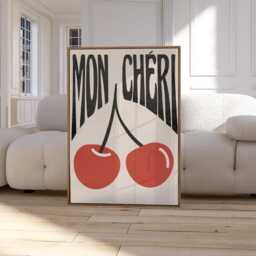 Mon Cheri Print, Cherry Kitchen Bedroom French Wall Art, Poster, Retro Cute Home Decor, Gift 3017 - thumbnail 2