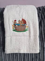 Embroidered Woodland Animal Hedgehog Hand Towel - thumbnail 1
