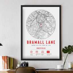 Sheffield United Bramall Lane Minimalist Map Prints & Frames - The Blades Gift Decor Dad Art Memorabilia Granddad Uncle Brother Football - thumbnail 3