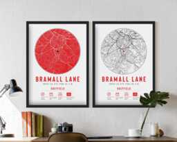 Sheffield United Bramall Lane Minimalist Map Prints & Frames - The Blades Gift Decor Dad Art Memorabilia Granddad Uncle Brother Football - thumbnail 1