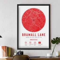 Sheffield United Bramall Lane Minimalist Map Prints & Frames - The Blades Gift Decor Dad Art Memorabilia Granddad Uncle Brother Football - thumbnail 2