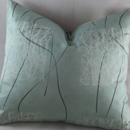 Abstract Cotton Sateen Cushion Cover, Beige Teal Sunroom Decor - thumbnail 2