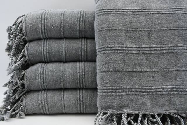"stone Washed Towel, Gray Peshtemal, Hammam Towel, Bohemian Towel, 33""x65" - image 1