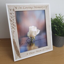 Wedding Memorial Photo Frame, Personalised With Any Text, Feather & Wing Design For Lost Loved Ones On Breakfast Remberance Table - thumbnail 3