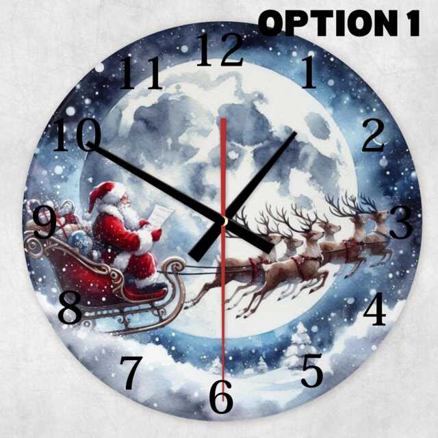 Santa Claus Glass Wall Clock With Silent Quartz Movement in Festive Christmas Design - image 1