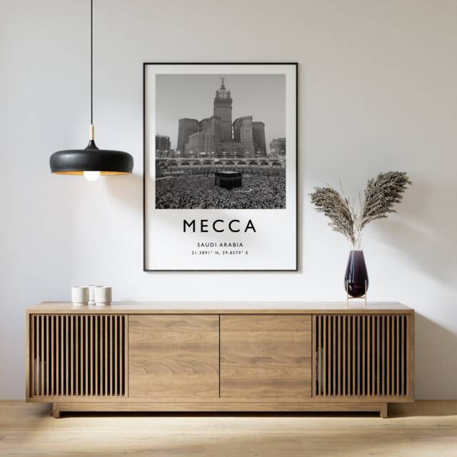 Mecca Travel Poster Black & White Photographic Art Print - image 1