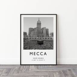Mecca Travel Poster Black & White Photographic Art Print - thumbnail 2