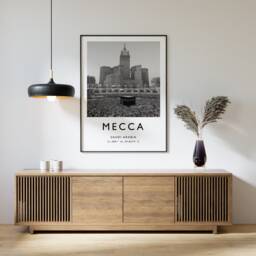Mecca Travel Poster Black & White Photographic Art Print - thumbnail 1