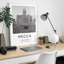 Mecca Travel Poster Black & White Photographic Art Print - thumbnail 3