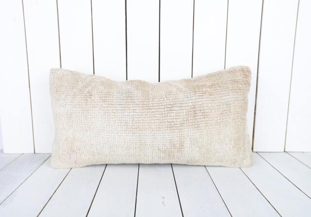 Vintage Turkish Kilim Lumbar Pillow Cover 12x24 Inch, Handmade - image 1