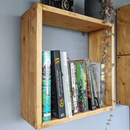 Rustic Wooden Wall Shelf Space-Saving Display Box - thumbnail 2