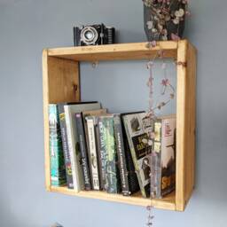Rustic Wooden Wall Shelf Space-Saving Display Box - thumbnail 1