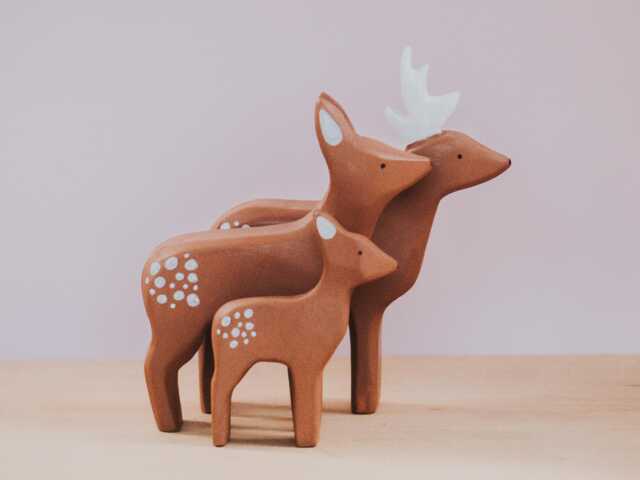 Wooden Deer Family, Stag Doe Fawn, Handmade Deer, Montessori Toy, Wild Animal, Waldorf Deer Toy, Woodland Animal Toys, Christmas Gift - image 1