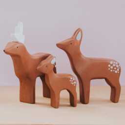 Wooden Deer Family, Stag Doe Fawn, Handmade Deer, Montessori Toy, Wild Animal, Waldorf Deer Toy, Woodland Animal Toys, Christmas Gift - thumbnail 3