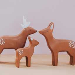 Wooden Deer Family, Stag Doe Fawn, Handmade Deer, Montessori Toy, Wild Animal, Waldorf Deer Toy, Woodland Animal Toys, Christmas Gift - thumbnail 2