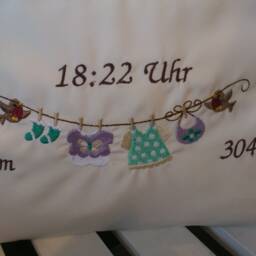 Pillow With Name For Birth - Baby Clothesline Mint Stars - thumbnail 3