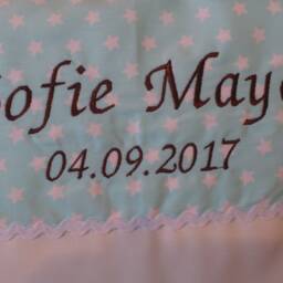 Pillow With Name For Birth - Baby Clothesline Mint Stars - thumbnail 2