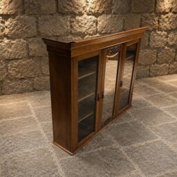 Solid Oak Mirrored Display Cabinet - Traditional English Glazed Bookcase - thumbnail 3