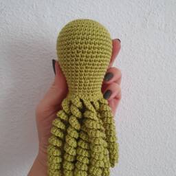 Organic Cotton Crochet Octopus Plush Toy, Custom Color - thumbnail 4