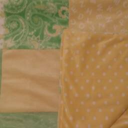 Quilted Minky Baby Blanket - Patchwork Green & Yellow - thumbnail 2