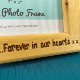 Horse Memorial Personalised Wooden Photo Frame - Horseshoe Always in Our Hearts Engraved With Any Message 7x5 - thumbnail 3