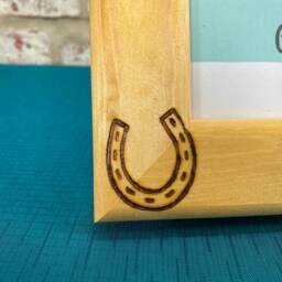 Horse Memorial Personalised Wooden Photo Frame - Horseshoe Always in Our Hearts Engraved With Any Message 7x5 - thumbnail 2